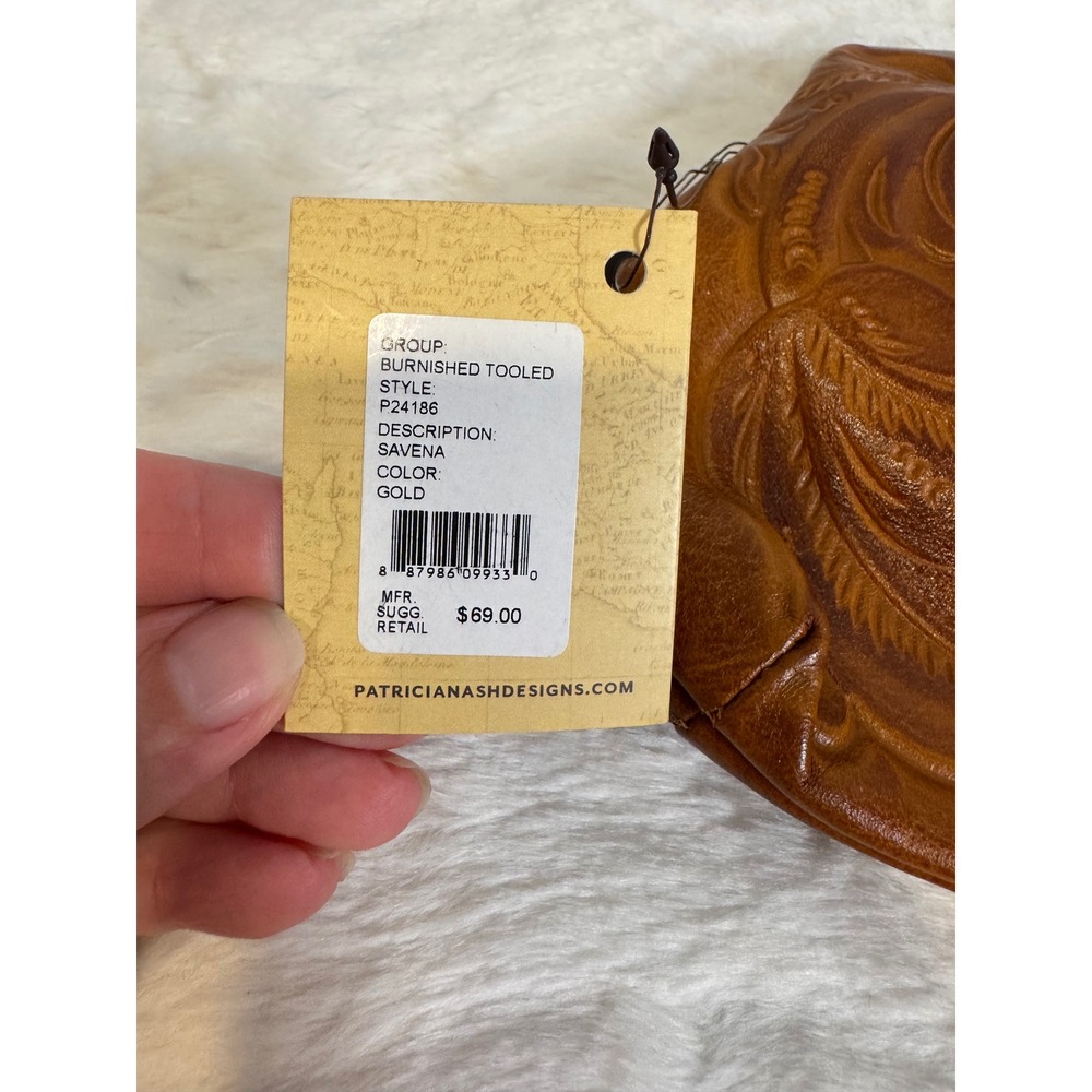 Patricia Nash Embossed Brown Leather Wristlet Clutch - Picture 7 of 9